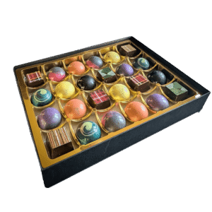 Premium vegan truffles and chocolates in presentation box