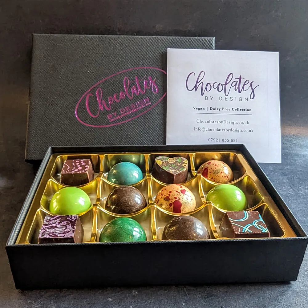 Luxury vegan chocolate box with handcrafted gourmet selection
