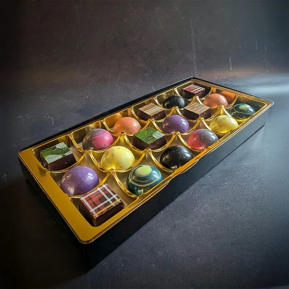 Premium vegan cocktail-inspired chocolates with gift packaging