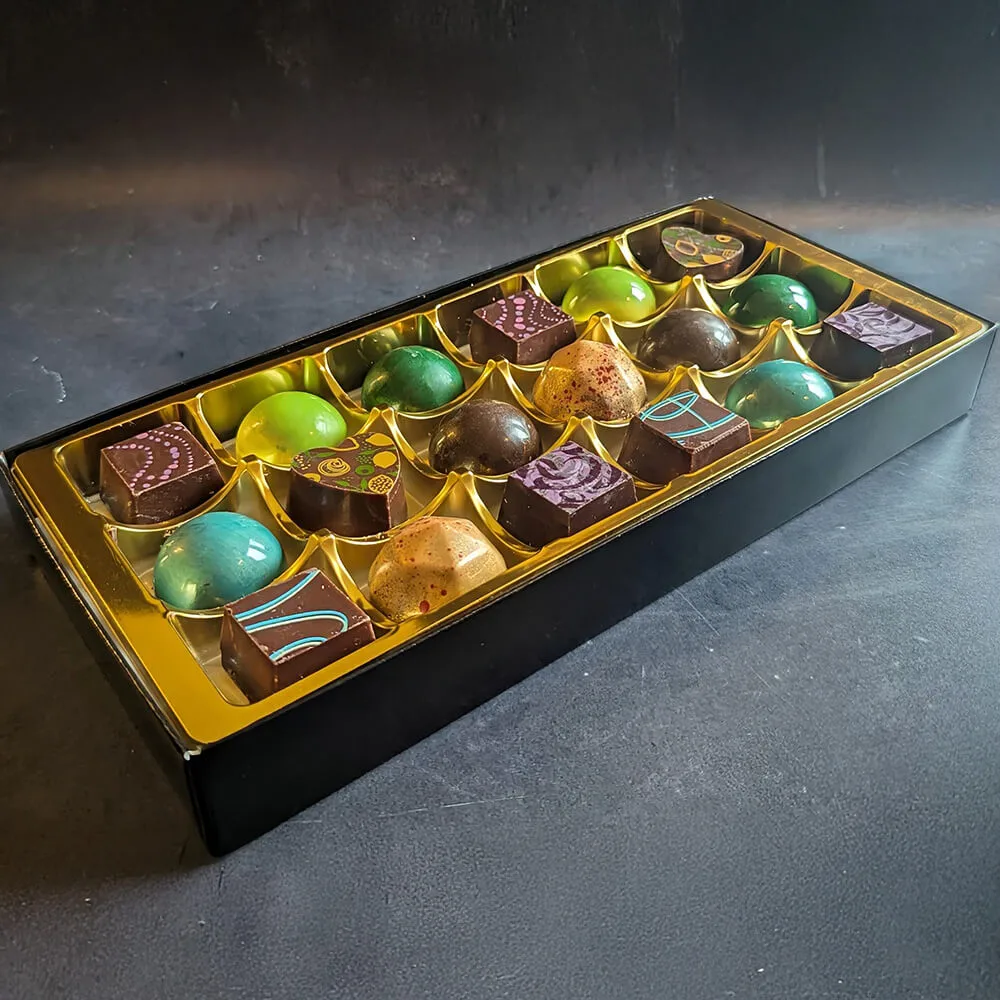 Gourmet vegan chocolate collection inspired by favourite desserts