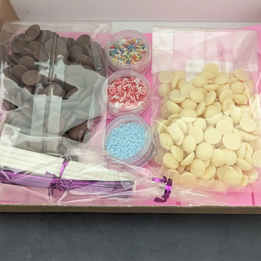 Bag of handmade chocolate gifts by Chocolates by Design Yorkshire.