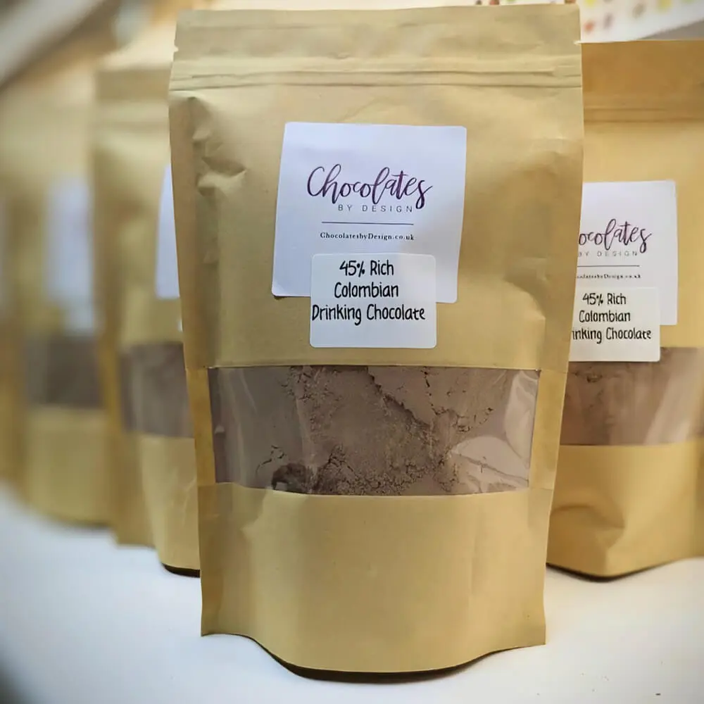 Selection of handcrafted chocolate pouches by Chocolates by Design.