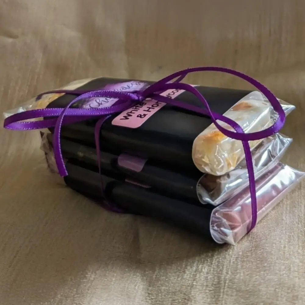Handmade luxury chocolate gift hamper with ribbon presentation