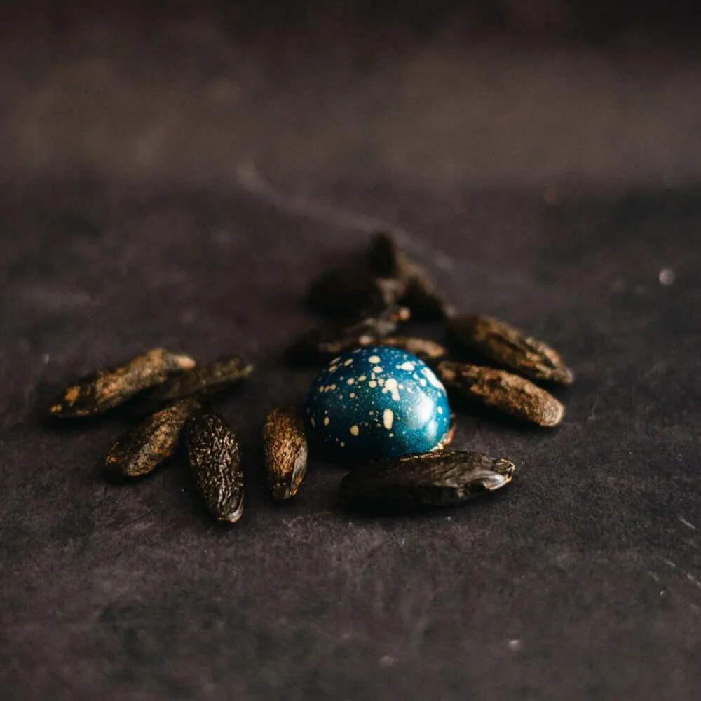 Luxury chocolate truffle with edible glitter and artisan decoration